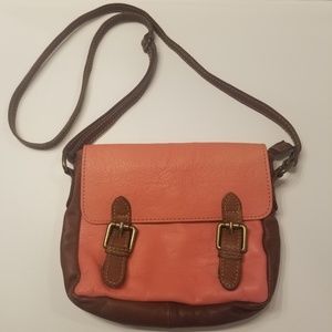 Coral & Brown Genuine Leather Made in Italy Purse